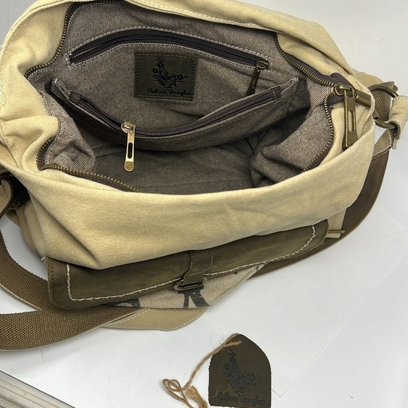 Selena Vaughar Large Canvas Zip Top Crossbody Shoulder Bag - Picture 10 of 13